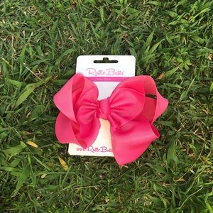 NWT RuffleButts 6” Single Bow in Candy